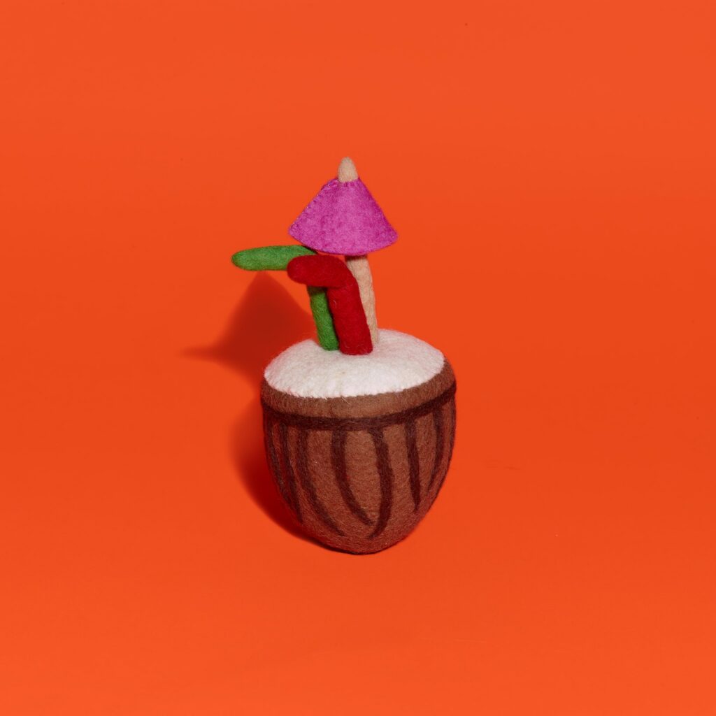 Felted Wool Coconut Drink Toy for Dogs