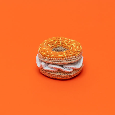 Crochet Bagel and Cream Cheese Toy for Dogs