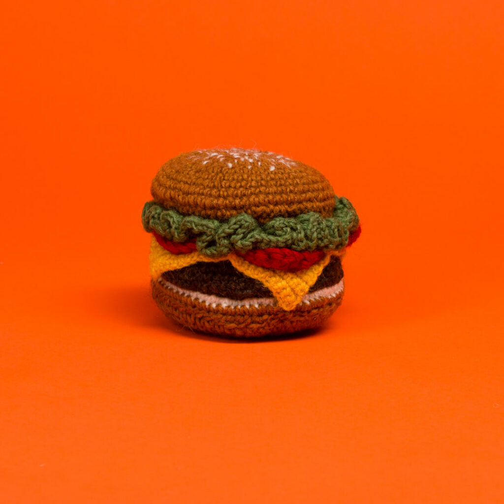 Knitted Hamburger Toy for Dogs