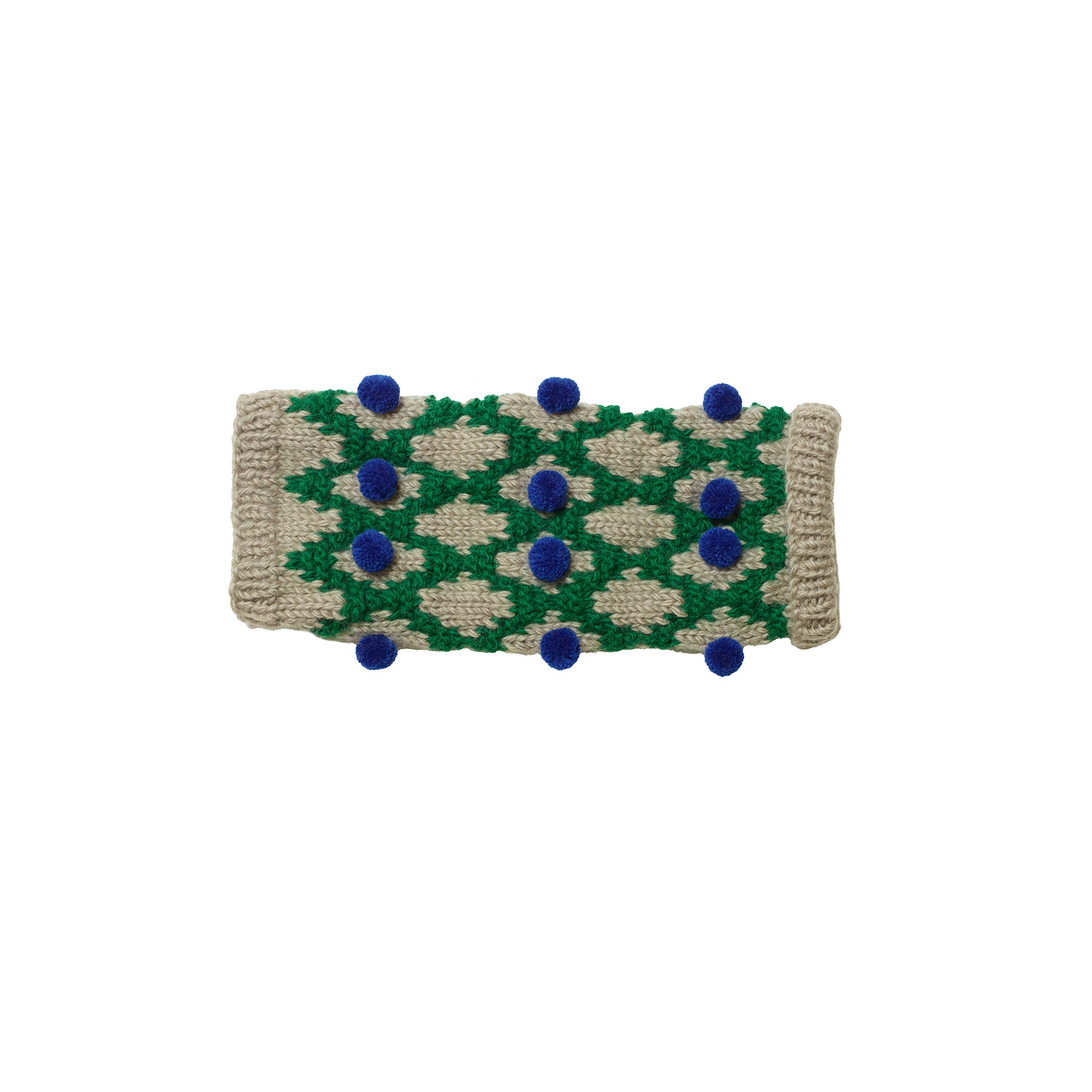 Knitted Green and Royal Pom Pom Sweater for Dogs