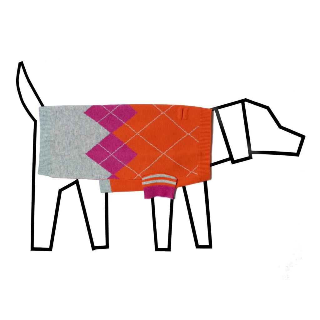 Orange and Pink Argyle Sweater for Dogs
