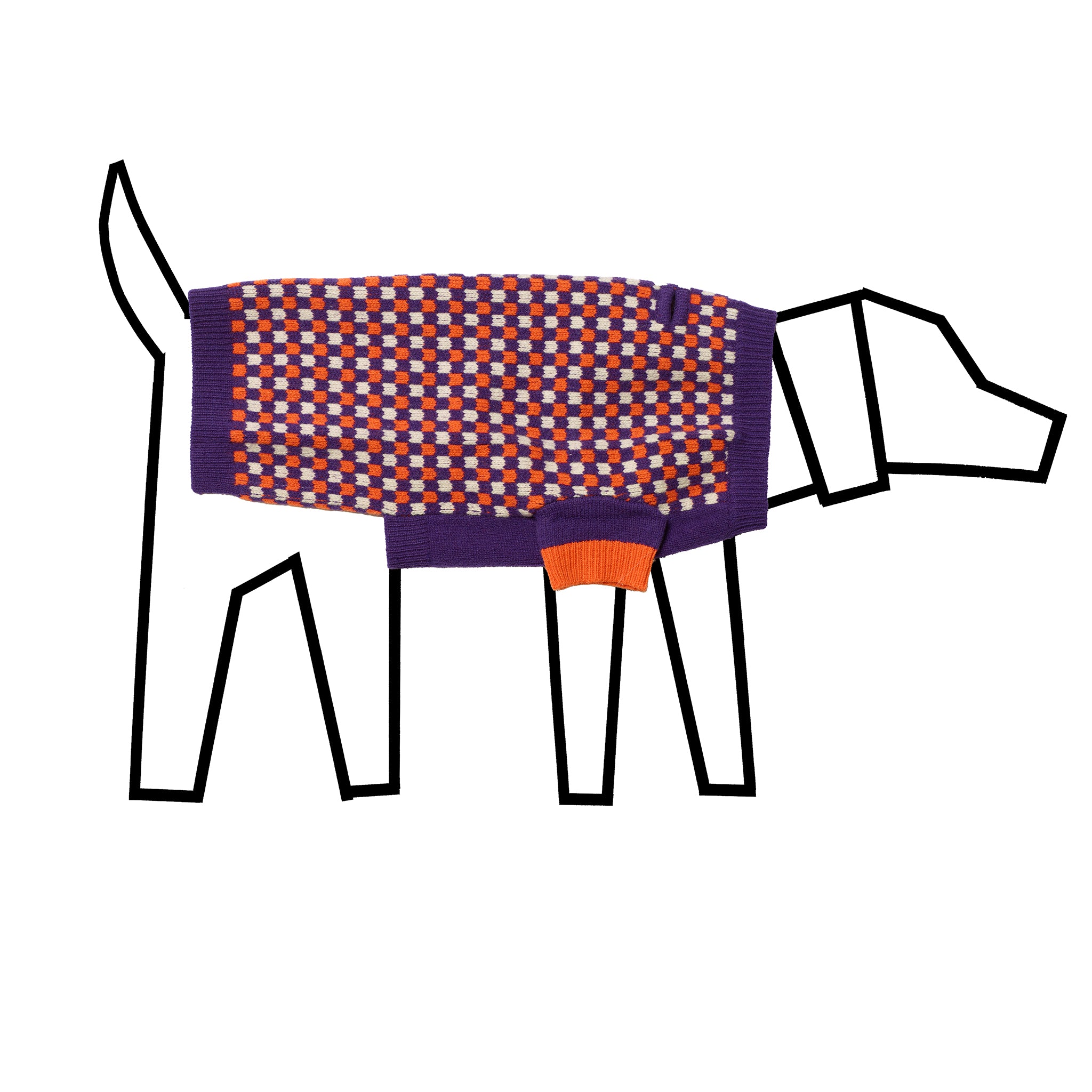 Purple and Orange Check Sweater for Dogs