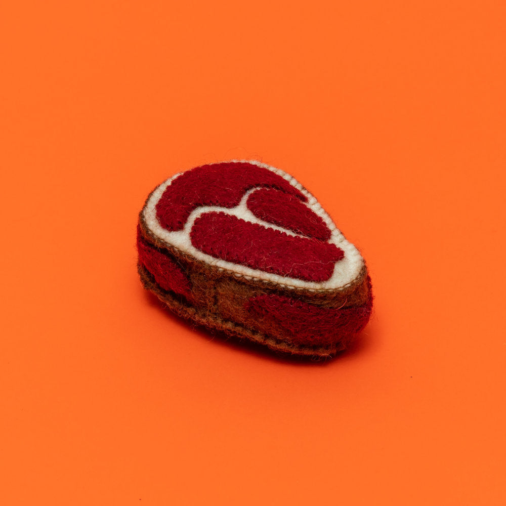 Felted Wool Steak Toy for Dogs