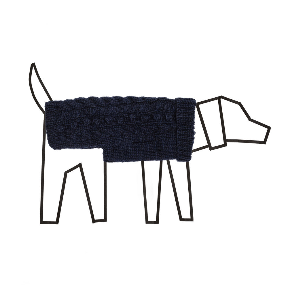 Cable Knit Bobble Turtleneck Navy for Dogs
