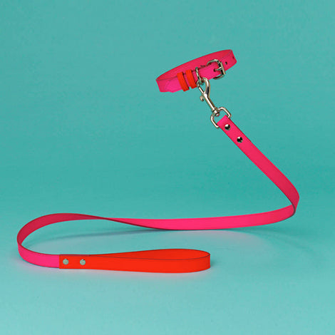 Pink and Orange Leather Leash