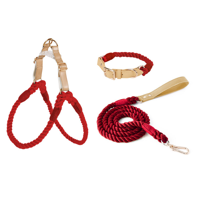 Handwoven Rope Set Colour Spectrum Dog Collar Leash Set