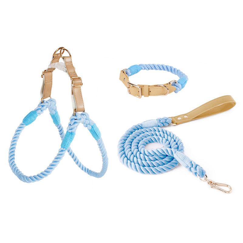Handwoven Rope Set Colour Spectrum Dog Collar Leash Set