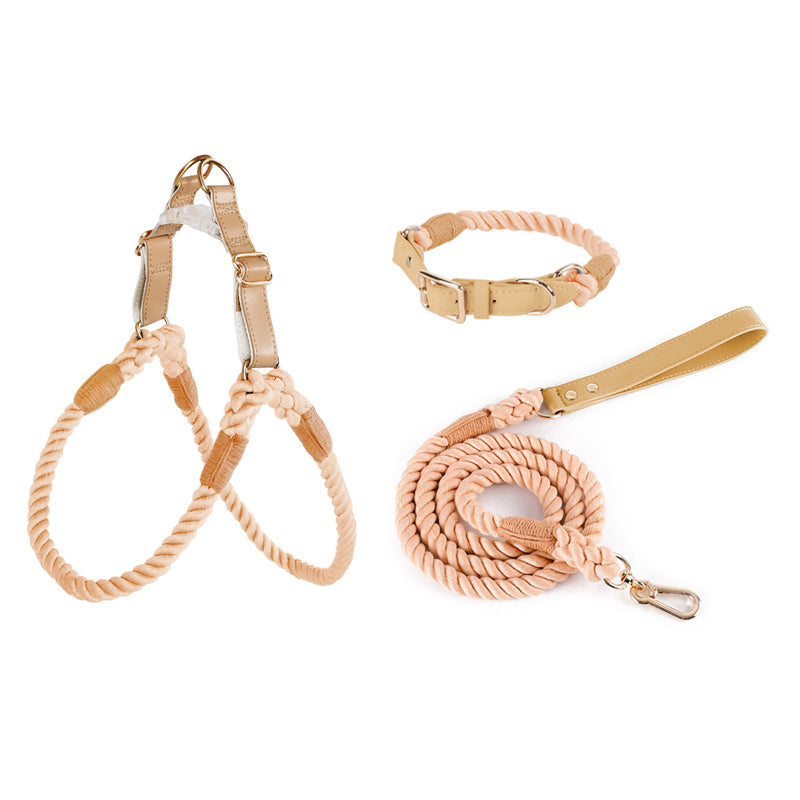 Handwoven Rope Set Colour Spectrum Dog Collar Leash Set