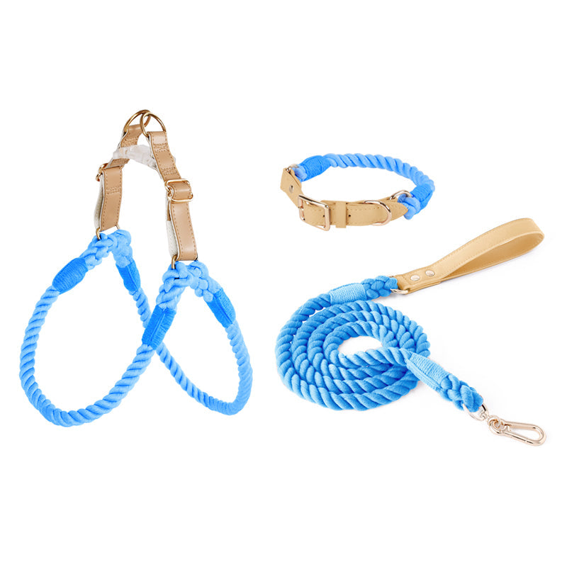 Handwoven Rope Set Colour Spectrum Dog Collar Leash Set