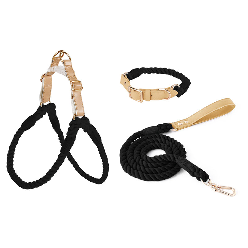 Handwoven Rope Set Colour Spectrum Dog Collar Leash Set