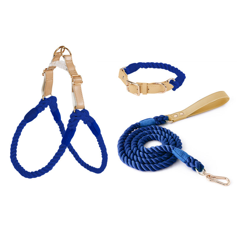 Handwoven Rope Set Colour Spectrum Dog Collar Leash Set