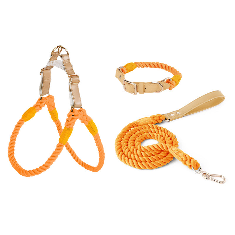 Handwoven Rope Set Colour Spectrum Dog Collar Leash Set