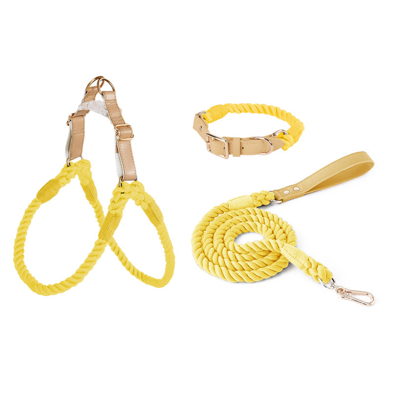 Handwoven Rope Set Colour Spectrum Dog Collar Leash Set