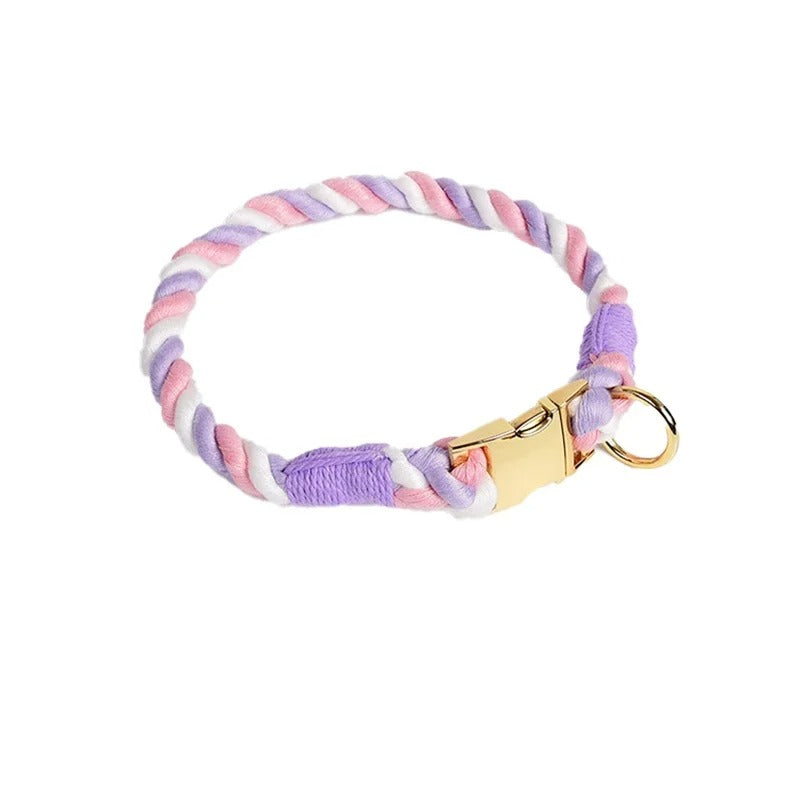 Cotton Dog Collar with Detachable Bow Tie