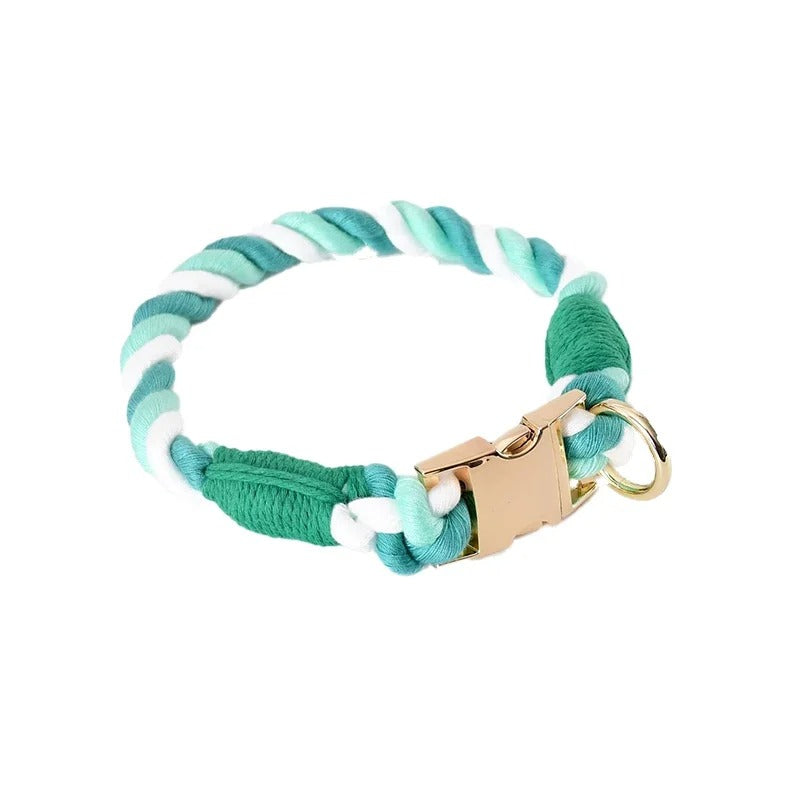 Cotton Dog Collar with Detachable Bow Tie