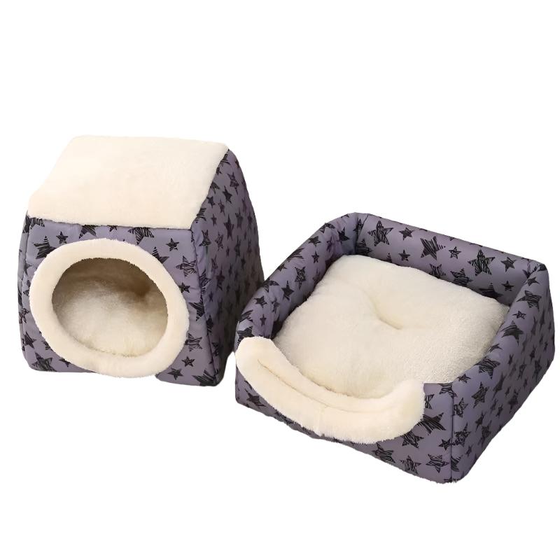Portable Plush Closed Crate Pet Bed