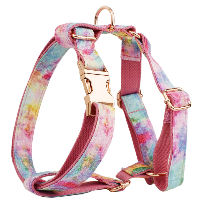 Rainbow Love Detachable Bow Tie Dog Collar Leash Set