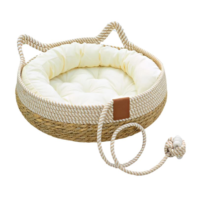 Woven Rattan Pet Bed Scratch Board Warm Pad